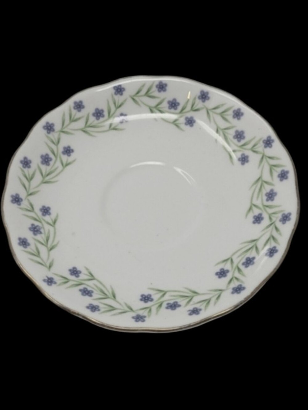 ROYAL VALE BONE CHINA MADE IN ENGLAND -BLUE FLOWERS SAUCER
